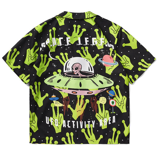 Digital Printing Short-sleeved Shirt Summer Casual Loose Japanese Shirt Men