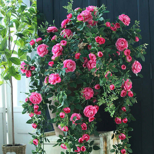 Artificial Tea Rose Flower Vine Fake Flower Vine Rose Rattan Soft Decoration Flower
