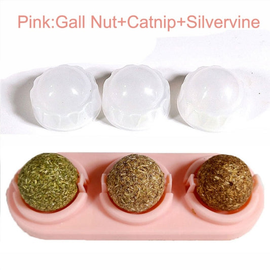 3pcs Lot Self-adhesive Rotated Catnip Lick Ball