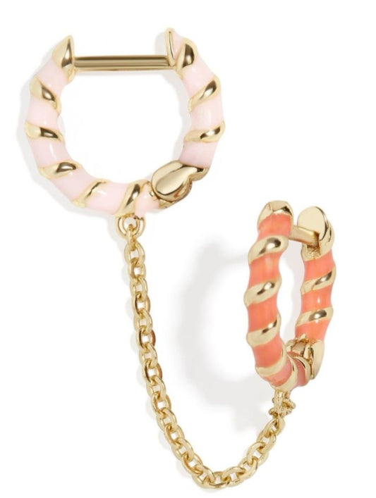 Color Twisted Copper Buckle With Chain Earrings Ear Buckle