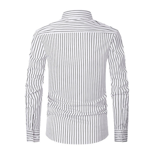 Men's Striped All-matching Ice Silk Long Sleeve Shirt