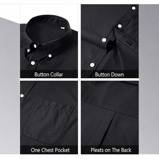 Solid Color Oxford Long Sleeve Button Shirt