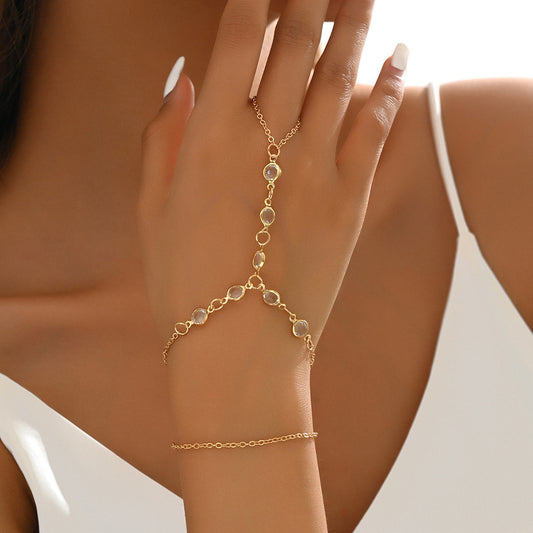 European And American Fashion Minimalist Bracelet Ring Crystal Luxury Mitten-type Bracelet Cross-border Hot Selling Jewelry