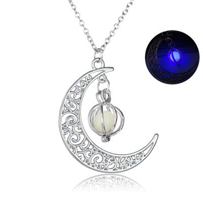 Mode Mond Natürliche Leuchtende Stein Healing Halskette Frauen Geschenk Charme Leuchtende Anhänger Halskette Schmuck