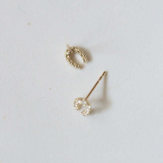 925 Sterling Silver 14K Gold Plated Earrings Full Of Diamonds And Micro Inlaid Zircons Lucky Horseshoe U Shape