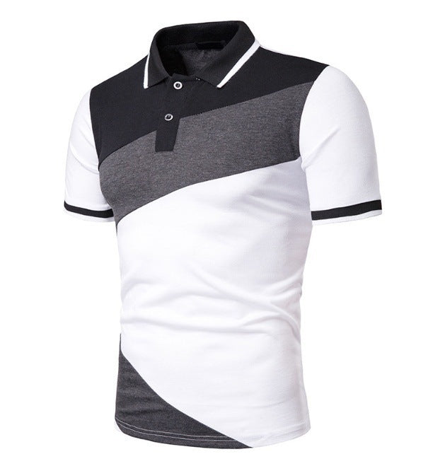 All-match Screw Collar Color Matching Loose Short Sleeves