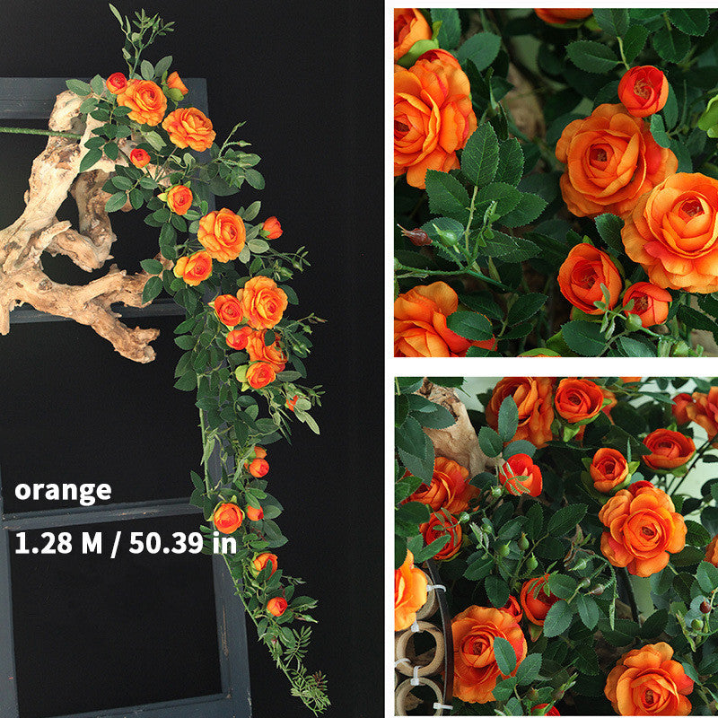 Artificial Tea Rose Flower Vine Fake Flower Vine Rose Rattan Soft Decoration Flower