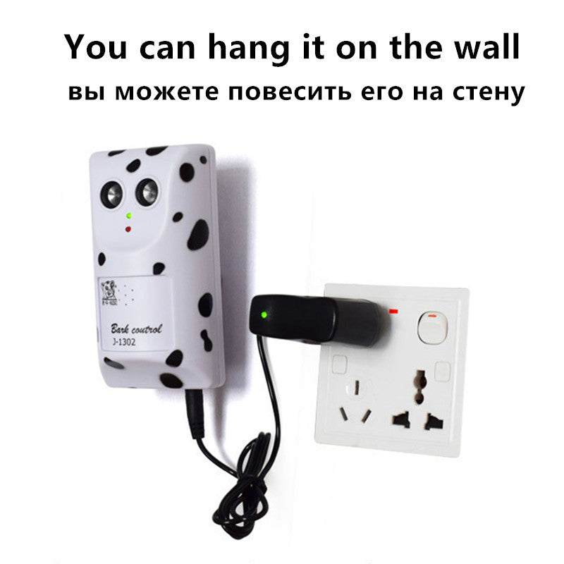 High-power CJdropshipping anti-barking dog repeller emitting ultrasonic sound to stop barking.