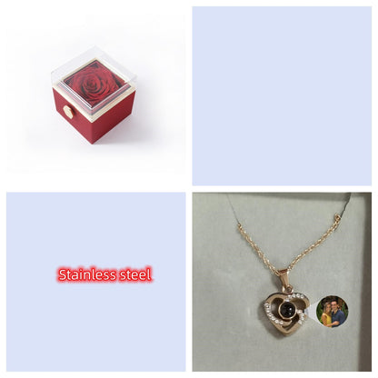 S925 Silver Romantic Colorful Photo Projection Necklace Heart Shaped Pendant Necklace