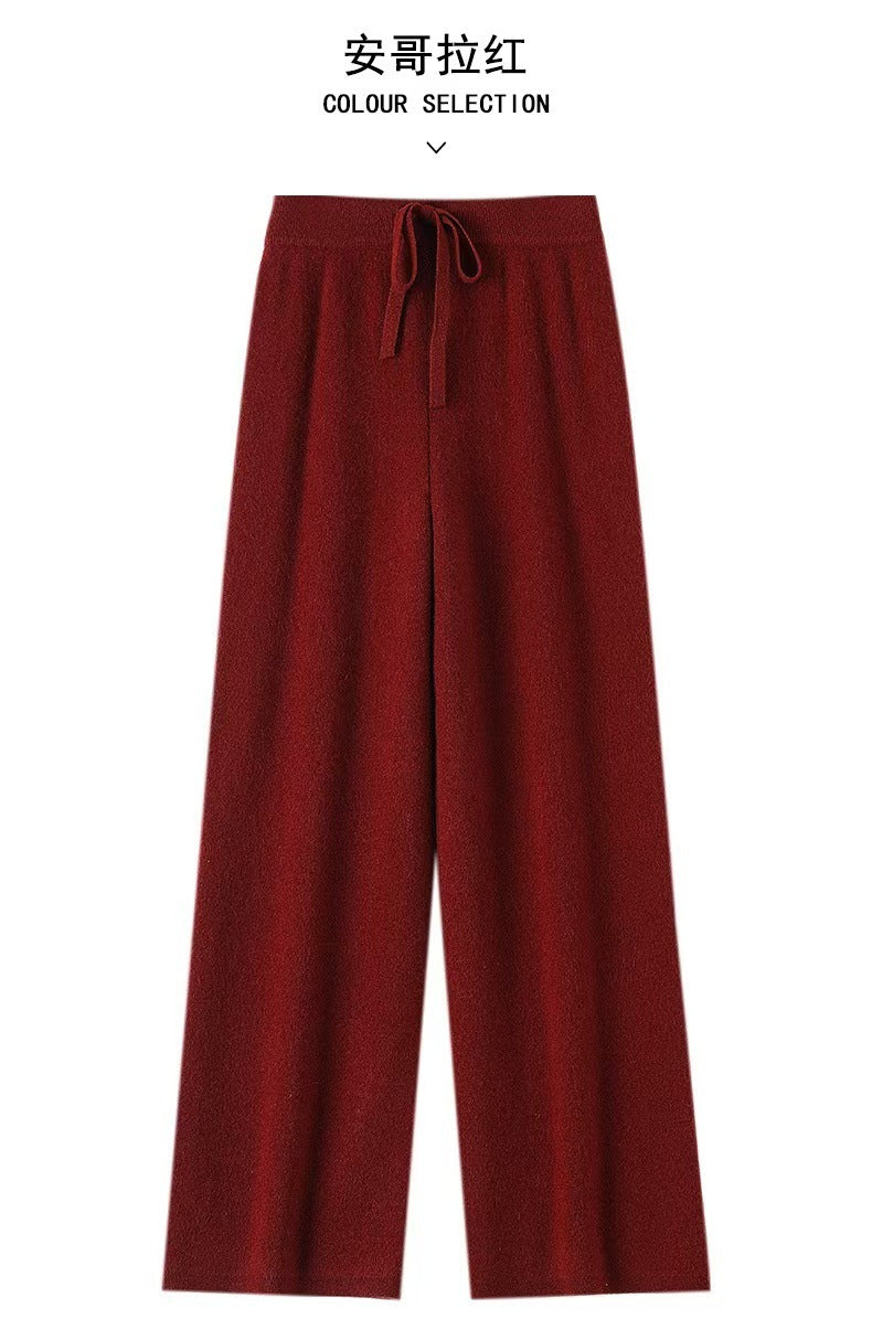 Women's Wool Knitted Wide-leg Pants Mop