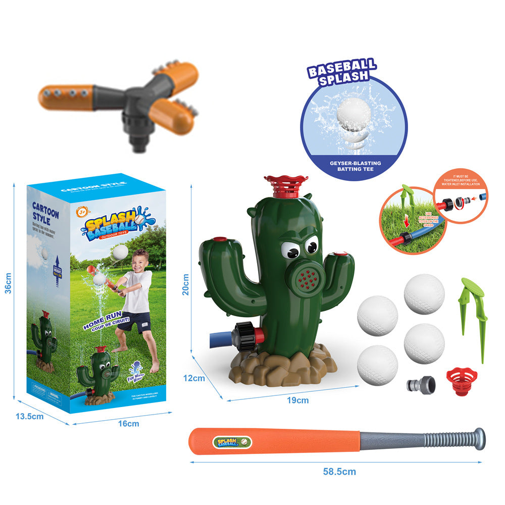 Colorful outdoor water sprinkler toy for kids, featuring cartoon design, perfect for summer yard play and baby bath fun.
