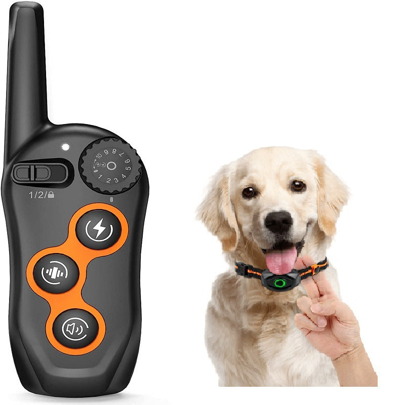 CJdropshipping electronic dog trainer collar with remote control, waterproof bark stopper, and adjustable settings.