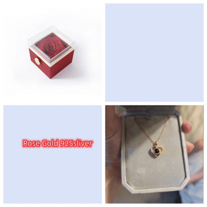 S925 Silver Romantic Colorful Photo Projection Necklace Heart Shaped Pendant Necklace