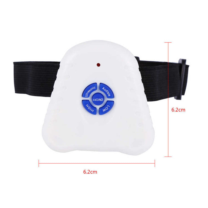 Dog wearing a CJdropshipping anti-bark collar to reduce excessive barking, featuring a sleek, adjustable design.