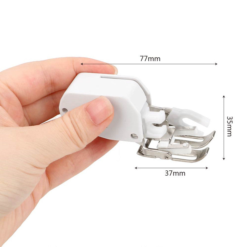 Sewing machine presser foot in position, compatible with various models, made by CJdropshipping for precise sewing tasks.