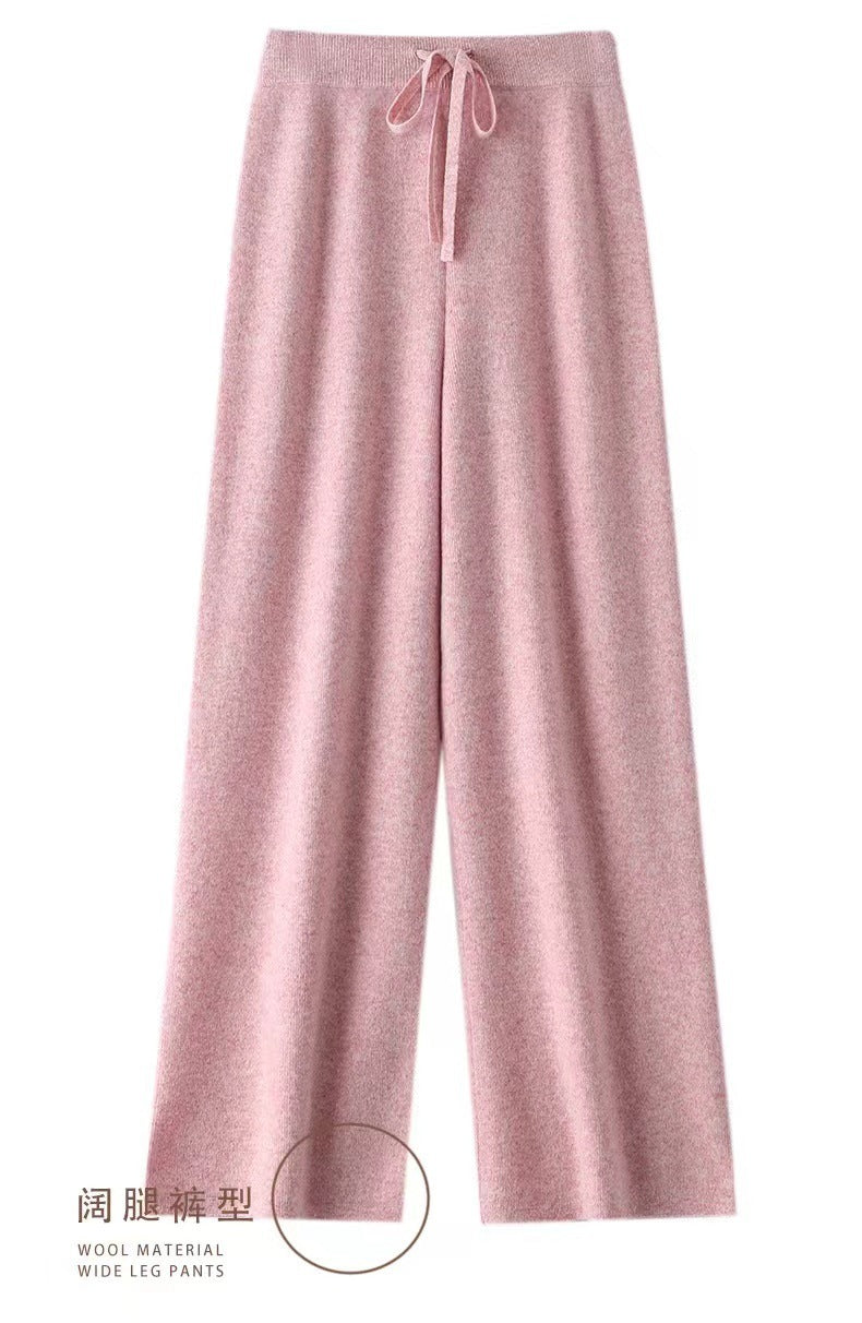 Women's Wool Knitted Wide-leg Pants Mop