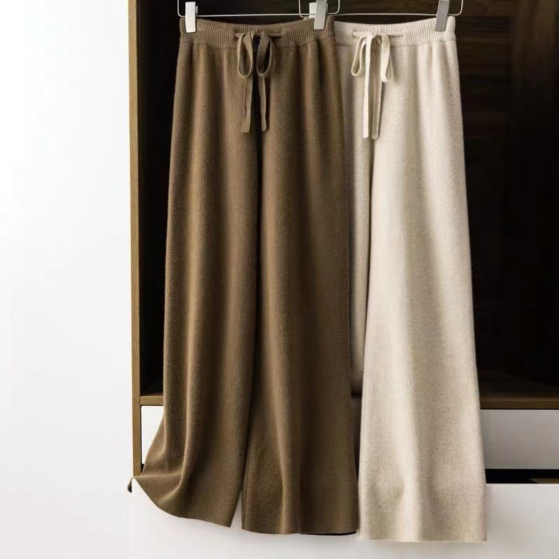 Women's Wool Knitted Wide-leg Pants Mop