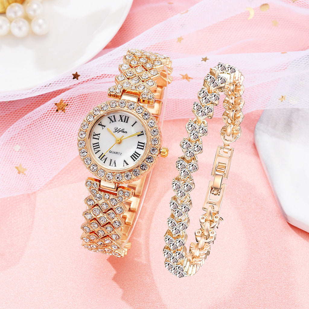 Exquisite Dial And Strap Full Of Diamonds Ancient Roman Scale Women's Watch