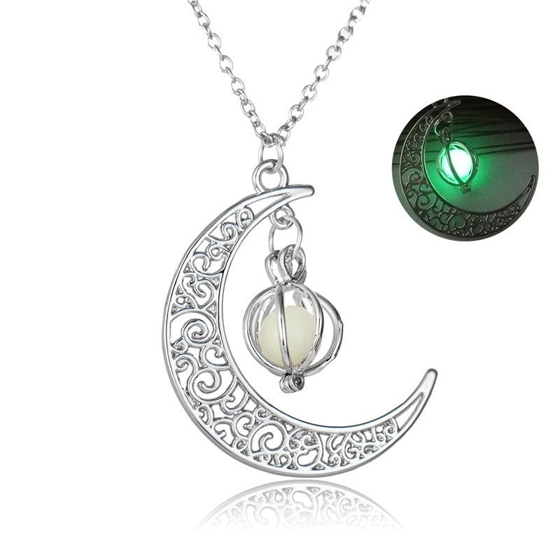 Mode Mond Natürliche Leuchtende Stein Healing Halskette Frauen Geschenk Charme Leuchtende Anhänger Halskette Schmuck