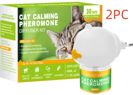 Pet cat and dog anti-stress aromatherapy diffuser with calming essential oils for mood soothing, designed for pets.