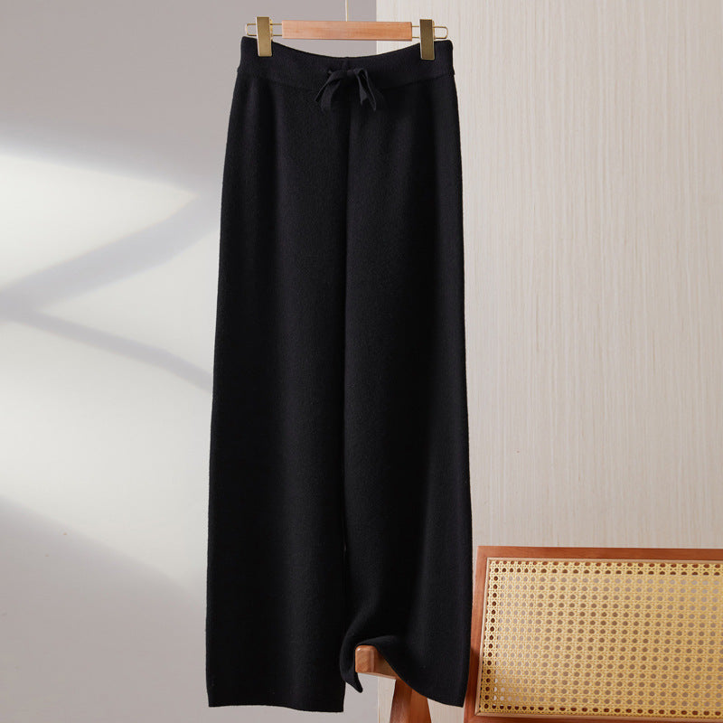 Women's Wool Knitted Wide-leg Pants Mop