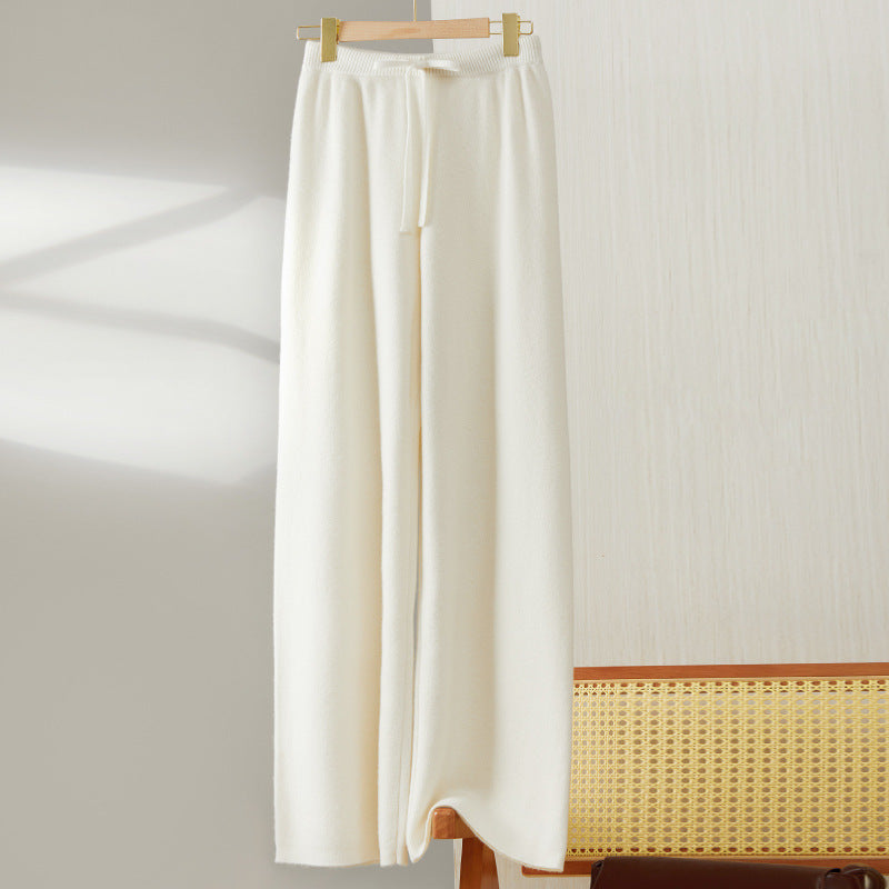 Women's Wool Knitted Wide-leg Pants Mop