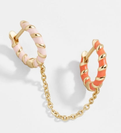 Color Twisted Copper Buckle With Chain Earrings Ear Buckle