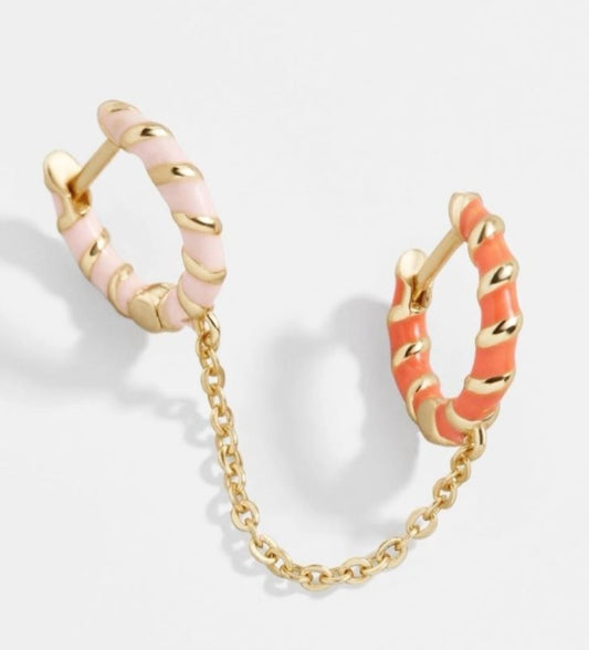 Color Twisted Copper Buckle With Chain Earrings Ear Buckle