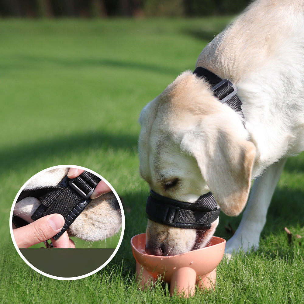 Adjustable soft foam dog muzzle for anti-bite and anti-barking, featuring thick padding and secure fit, by CJdropshipping.