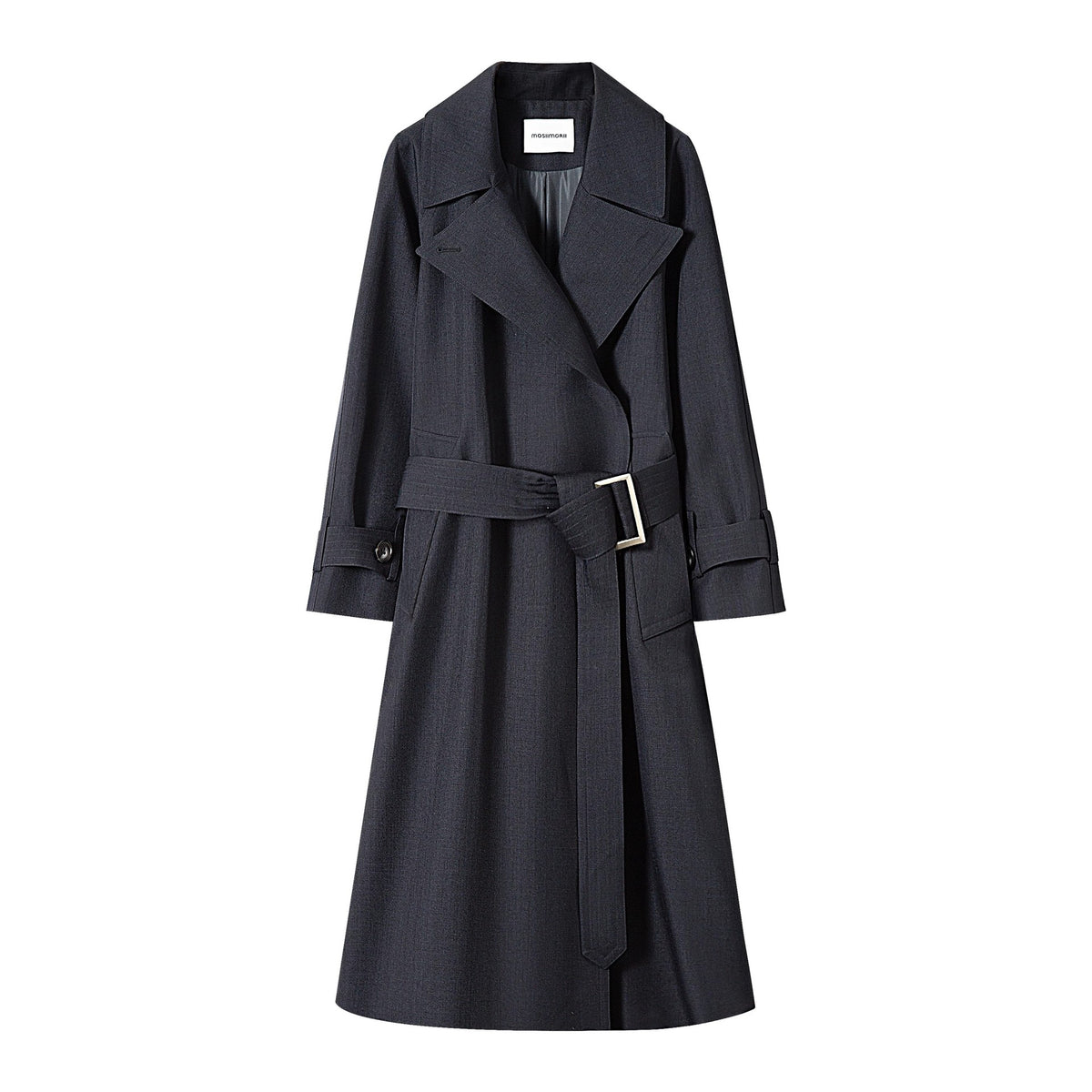 Long beige trench coat with belt, classic design, featuring double-breasted buttons and tailored fit, by CJdropshipping.
