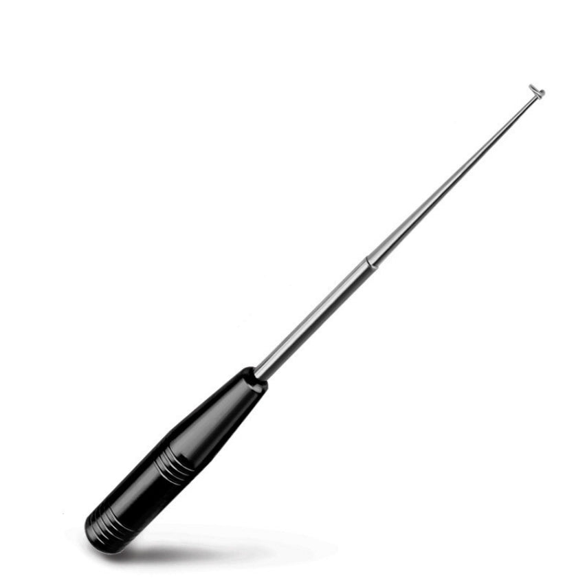 Stainless steel blind stabbing hook and deep throat hook, designed for intense bondage play, featuring a sturdy, polished metal finish.