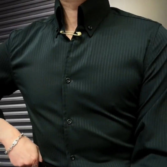 Simple Embossed Wool Lining Casual Shirt
