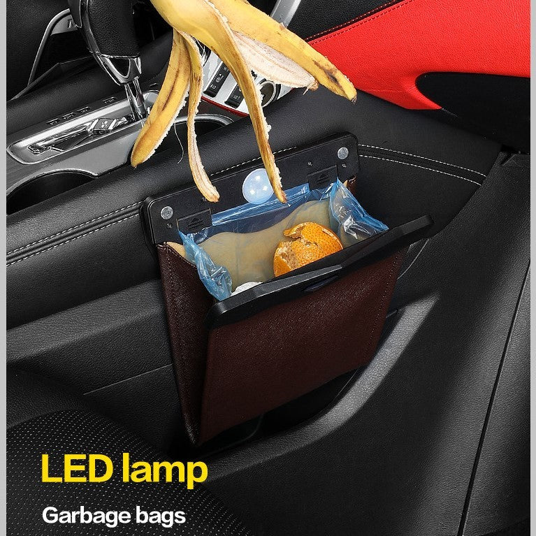 LED Auto Mülleimer Organizer Müll Halter Autos Lagerung Tasche Zubehör Auto Tür Sitz Zurück Visier Mülleimer Papier Mülleimer