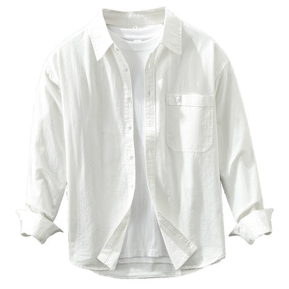 Japanese Style Simple Long Sleeve Shirt Men's New Fashion Casual