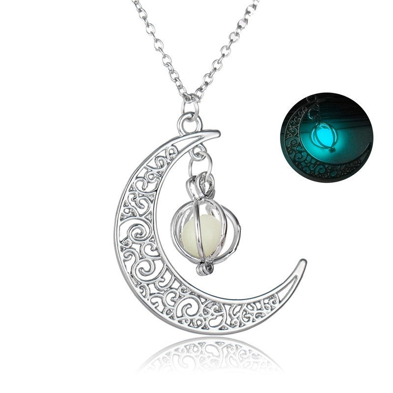 Mode Mond Natürliche Leuchtende Stein Healing Halskette Frauen Geschenk Charme Leuchtende Anhänger Halskette Schmuck