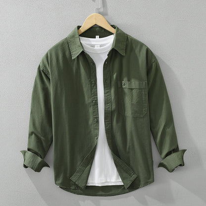 Japanese Style Simple Long Sleeve Shirt Men's New Fashion Casual