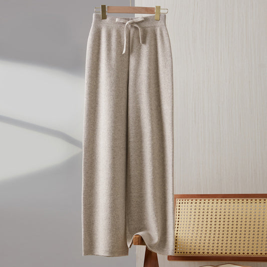 Women's Wool Knitted Wide-leg Pants Mop