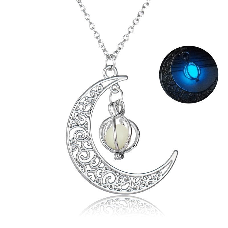 Mode Mond Natürliche Leuchtende Stein Healing Halskette Frauen Geschenk Charme Leuchtende Anhänger Halskette Schmuck