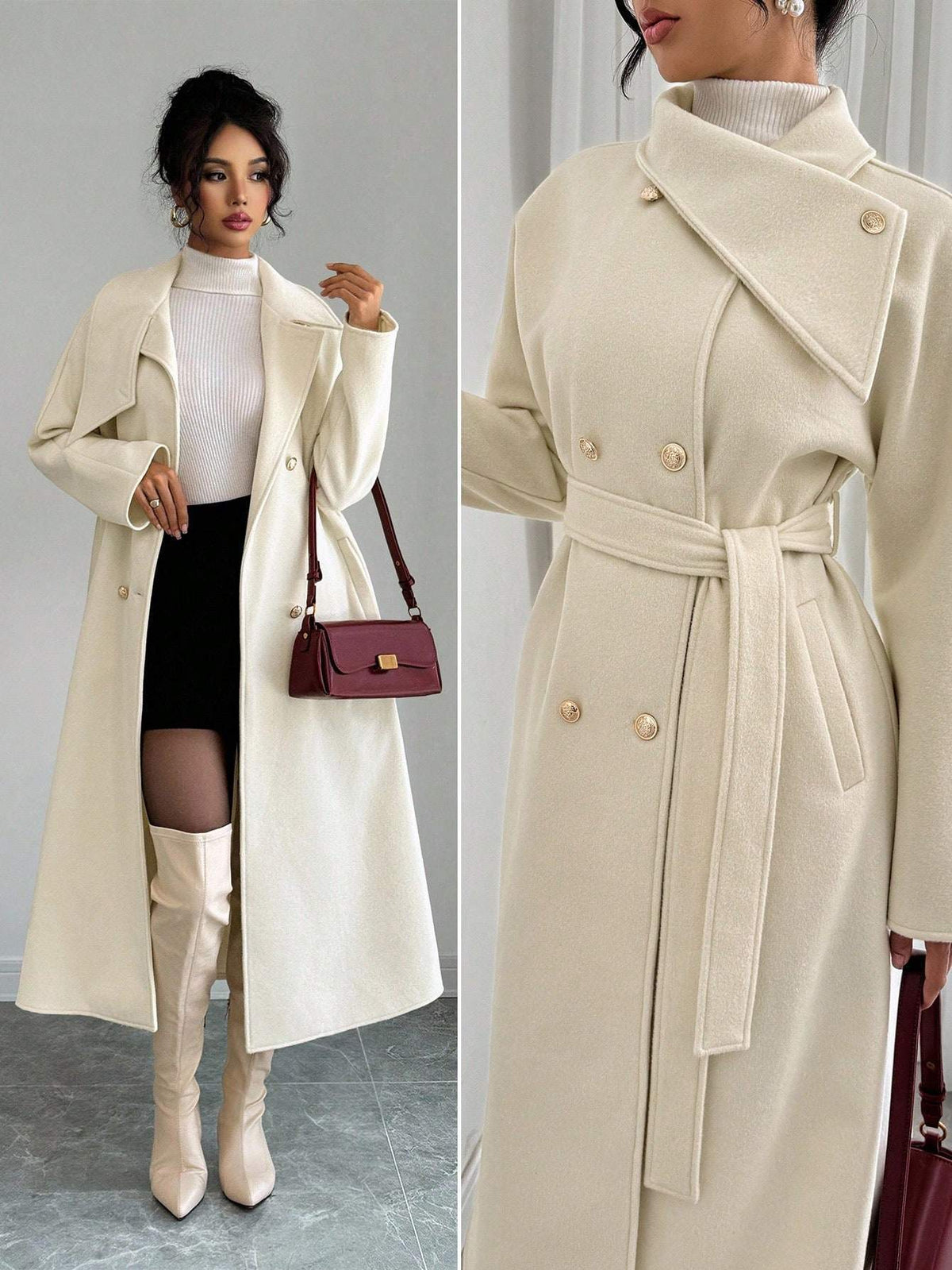 Warm double-breasted woolen outwear by CJdropshipping, stylish European and American fashion for autumn and winter.