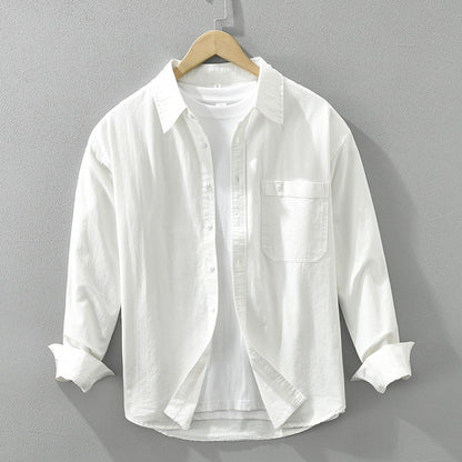Japanese Style Simple Long Sleeve Shirt Men's New Fashion Casual