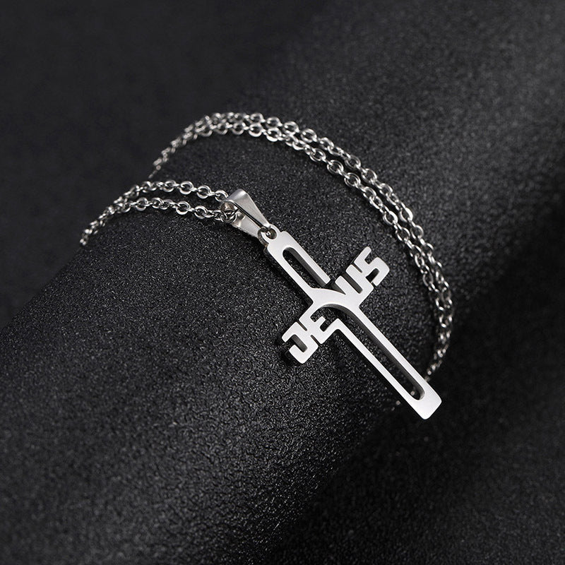 Stainless Steel Cross Pendant Necklace Men And Women All-matching