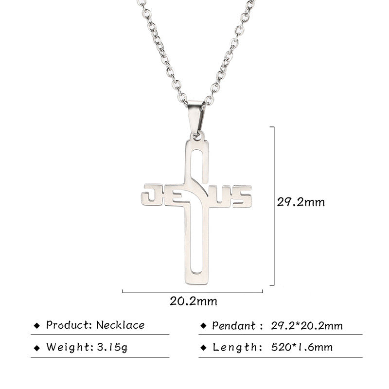 Stainless Steel Cross Pendant Necklace Men And Women All-matching