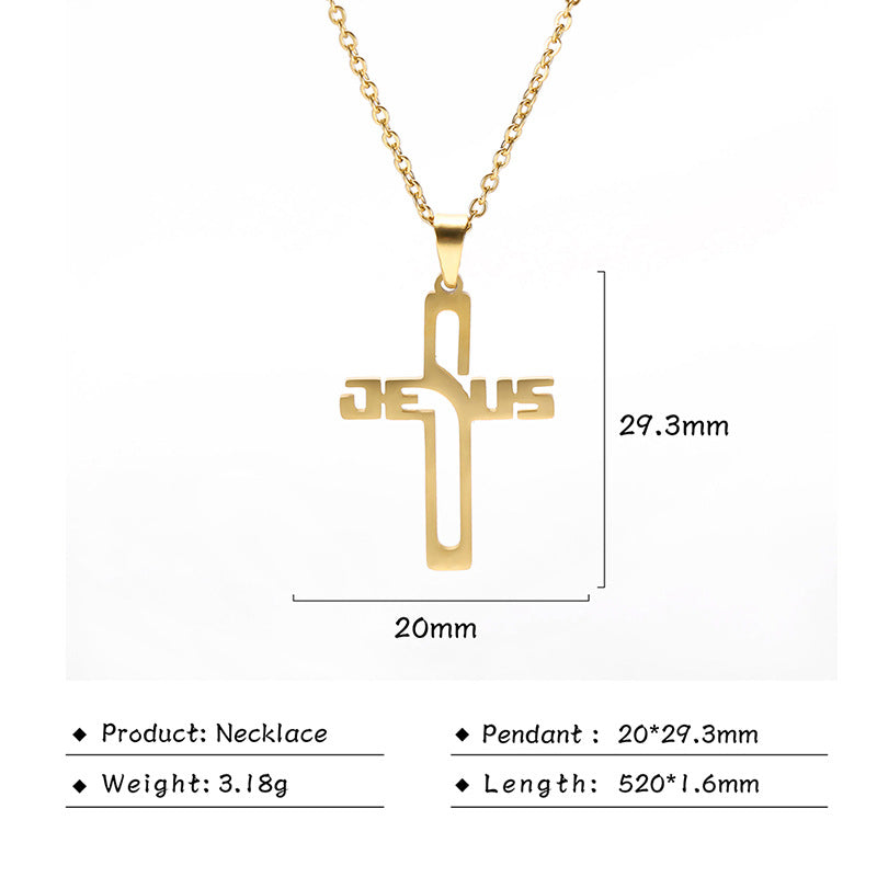 Stainless Steel Cross Pendant Necklace Men And Women All-matching