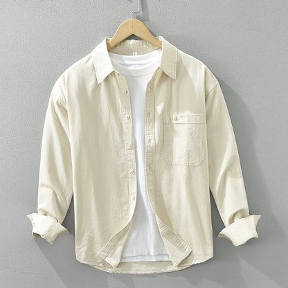 Japanese Style Simple Long Sleeve Shirt Men's New Fashion Casual