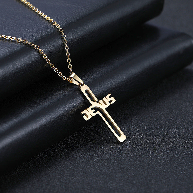 Stainless Steel Cross Pendant Necklace Men And Women All-matching