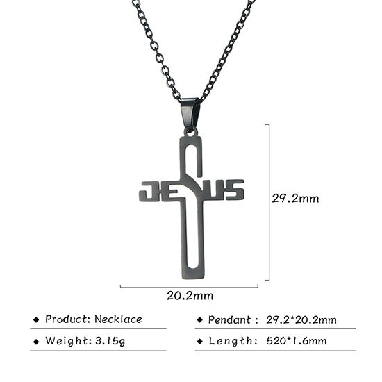 Stainless Steel Cross Pendant Necklace Men And Women All-matching