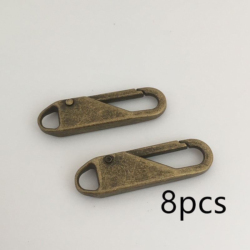 Leather bag zipper accessories featuring detachable CJdropshipping zipper heads and zipper pieces for men's and women's bags.