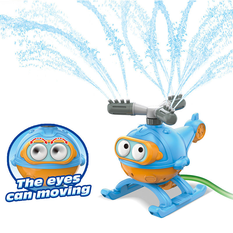 Colorful outdoor water sprinkler toy for kids, featuring cartoon design, perfect for summer yard fun and baby bath play.
