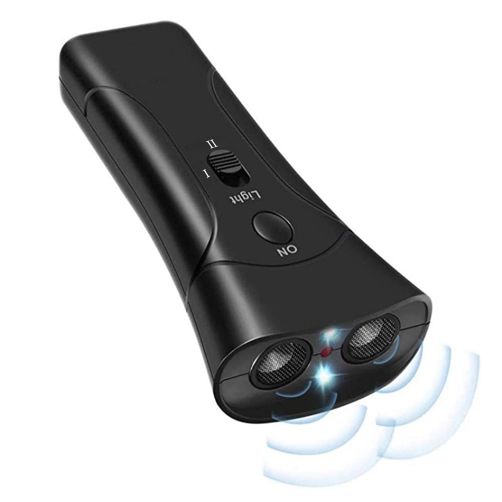 CJdropshipping dog repeller ultrasound device for training, showing a compact anti-barking deterrent with control buttons and USB port.