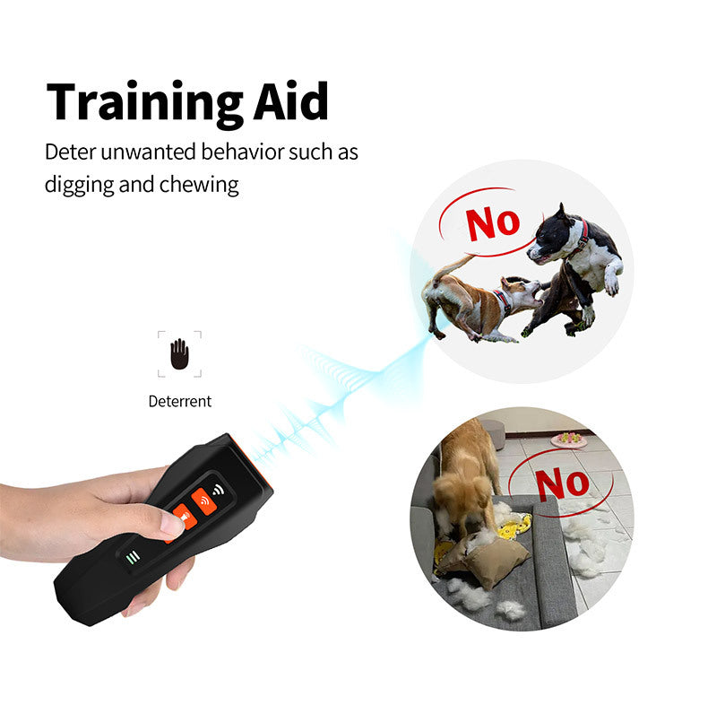 Rechargeable ultrasound dog barking prevention device by CJdropshipping, designed to stop excessive barking with ultrasonic sound.